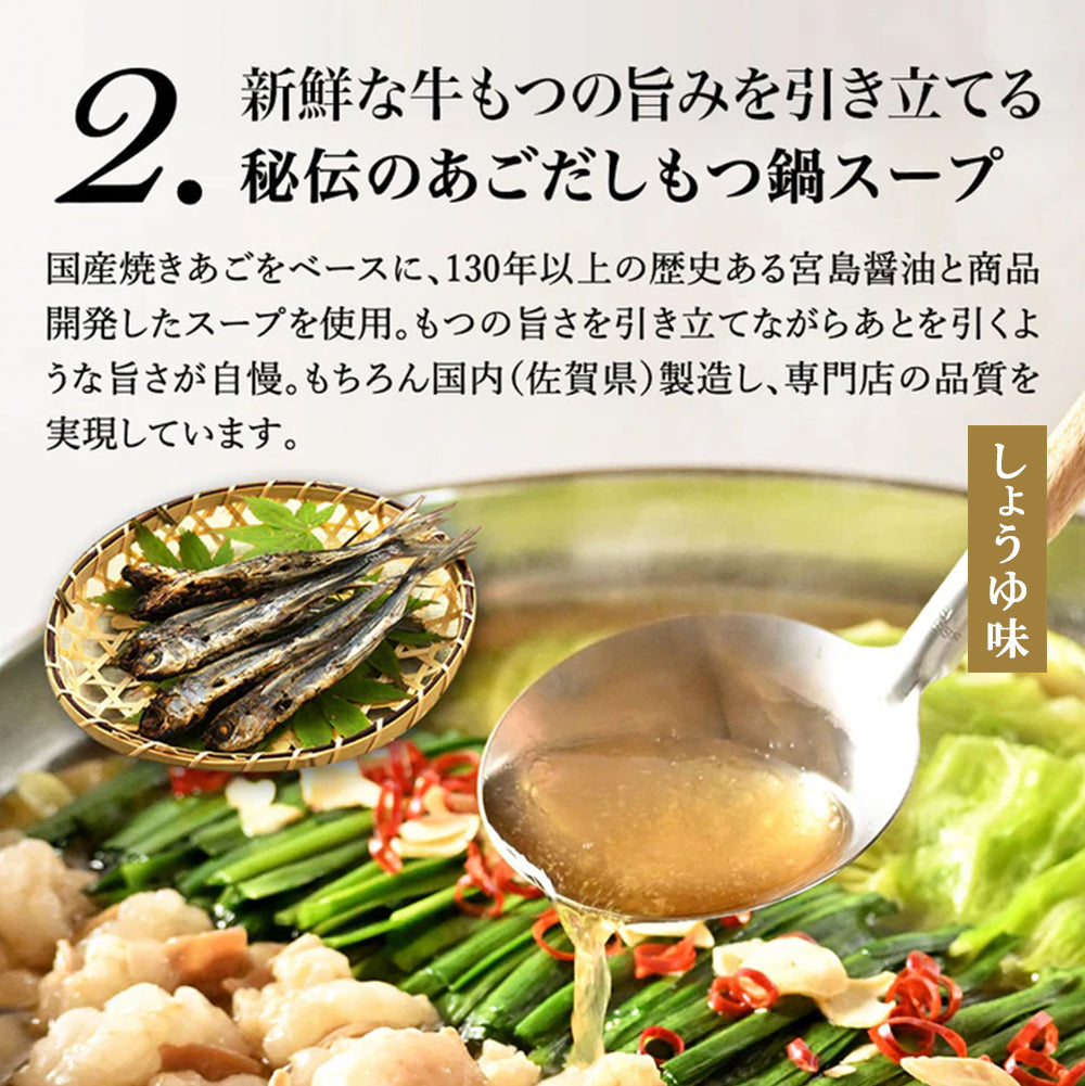 本場博多 あご出汁入りもつ鍋 食べ比べセット(しょうゆ味/旨辛スープ)